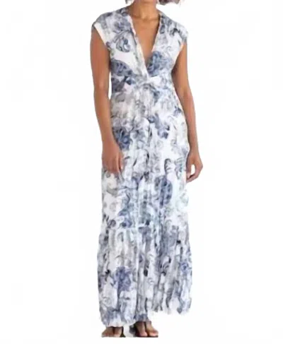 Go By Go Silk Crinkle Cut Twist Dress In Baroque Toile In Blue