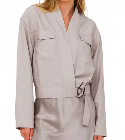 Go By Go Silk Crossover Jacket In Sand In Gray