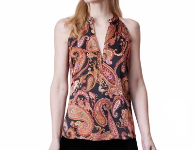 Go By Go Silk Cutaway Print Top In Tapestry In Orange