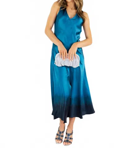 Go By Go Silk Drape Dress In Tangled Up Blue
