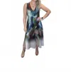 Go By Go Silk Drape Dress Redux In Drape Print Drip In Blue