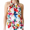 Go By Go Silk Draped Over Halter Top In Coloree Allover In Multi