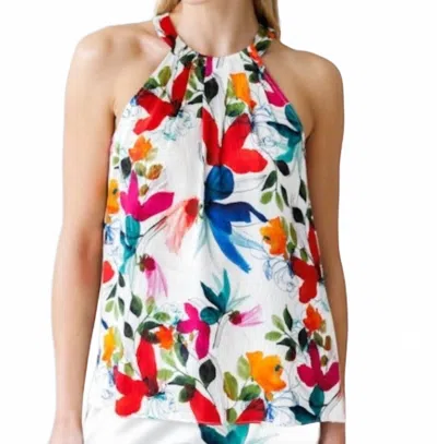 Go By Go Silk Draped Over Halter Top In Coloree Allover In Multi