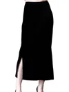 Go By Go Silk Even Longer Velvet Skirt In Black In Black