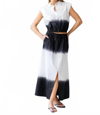 Go By Go Silk Full Swing Skirt In Dip Dye Black & White In Multi