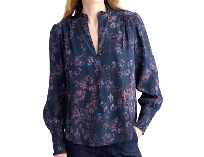 Go By Go Silk Girly Printed Blouse In Forget-me-not Floral Print In Blue