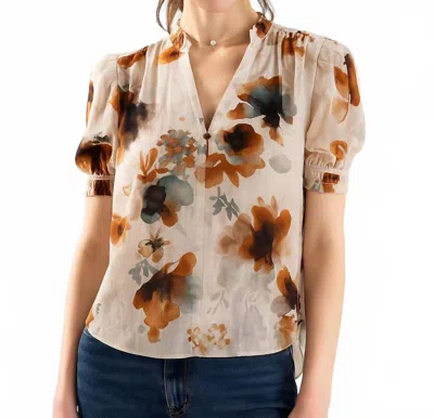 Go By Go Silk Go Evermore Printed Blouse In Muddy Water Flowers In White