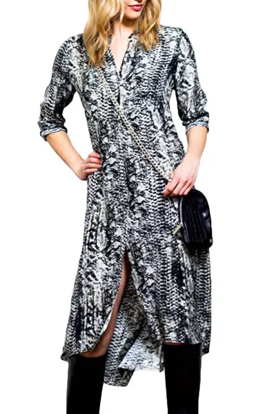 Go By Go Silk Go Get Schooled Snake Print Midi Dress In Black Multi