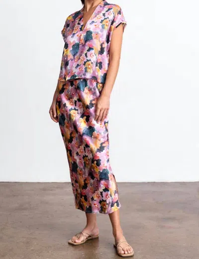Go By Go Silk Go Long For It Printed Silk Charmeuse Maxi Skirt In Flowerfull In Multi