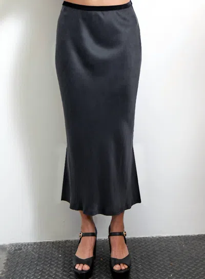Go By Go Silk Go Long For It Skirt In Washed Black