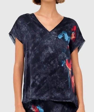 Go By Go Silk Go Raw Revisited Printed Place Blouse In Blackout In Multi