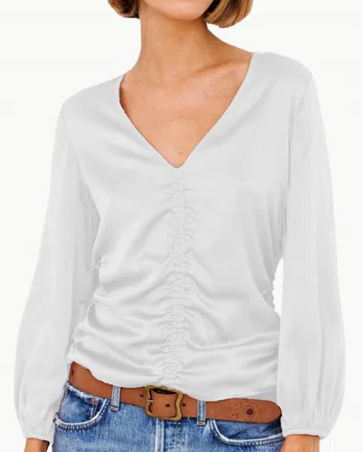 Go By Go Silk Go Scrunch Long Sleeve Top In White