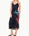 Go By Go Silk Go Slip Printed Midi Dress In Blackout Floral Place In Blue