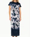 Go By Go Silk Go Slouch Midi Dress In Blue Bird Floral Dye In Multi