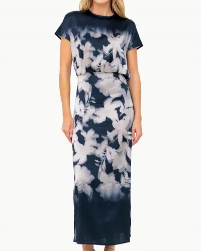 Go By Go Silk Go Slouch Midi Dress In Blue Bird Floral Dye In Multi