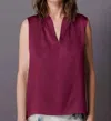 Go By Go Silk Go To Shell Blouse In Currant In Red