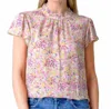 Go By Go Silk Go Vintage Print Blouse In Peche Mode In Pink