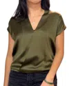 Go By Go Silk Go Wrapper's Delight Top In Moss In Animal Print