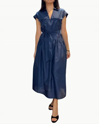 Go By Go Silk Go Zipline Midi Dress In Ink In Blue