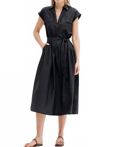 Go By Go Silk Go Zipline Midi Dress In Washed Black