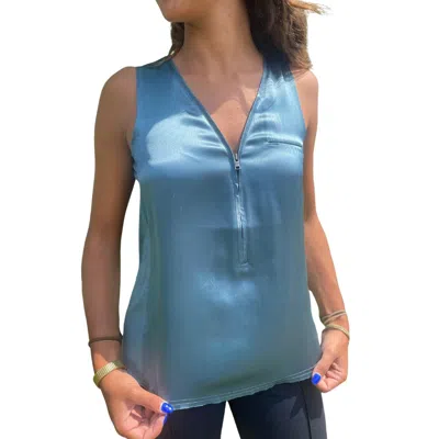 Go By Go Silk Go Zippy Tank Luxe Top In Seaglass In Blue