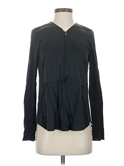 Pre-owned Go By Go Silk Long Sleeve Silk Top Black Keyhole Neckline Tops
