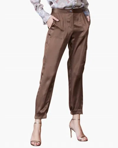 Go By Go Silk Luxe Cargo Hold Pants In Brown