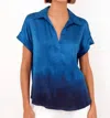 Go By Go Silk Luxe Polo Placed Shirt In Tangled Up Blue In Blue