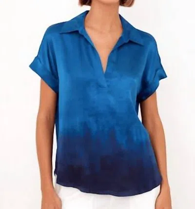 Go By Go Silk Luxe Polo Placed Shirt In Tangled Up Blue
