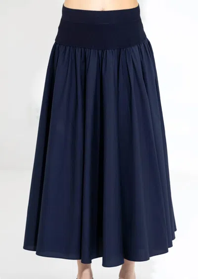 Go By Go Silk On The Yoke Skirt In White In Blue