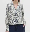 Go By Go Silk Overhead Top Printed In Etched Palm In Multi
