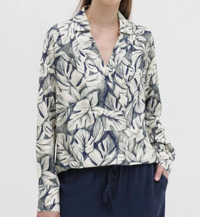 Go By Go Silk Overhead Top Printed In Etched Palm In Multi