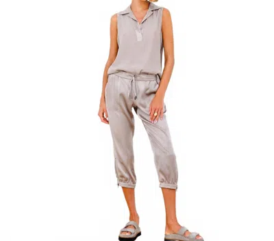 Go By Go Silk Parachute Capri Pants In Sand In Gray