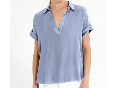 Go By Go Silk Polo Top In Chambray In Blue