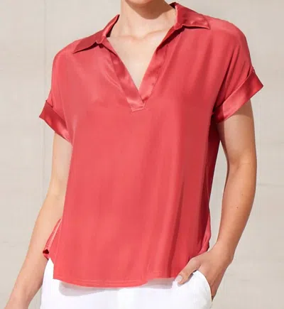 Go By Go Silk Polo Top In Mango