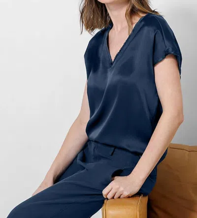 Go By Go Silk Raw Revisited Tee Luxe Top In Storm Blue
