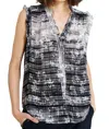 Go By Go Silk Ruffle Me Up Blouse In Rub Out Black In Multi