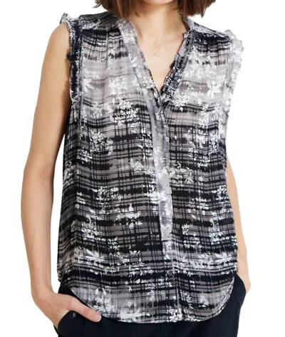 Go By Go Silk Ruffle Me Up Blouse In Rub Out Black