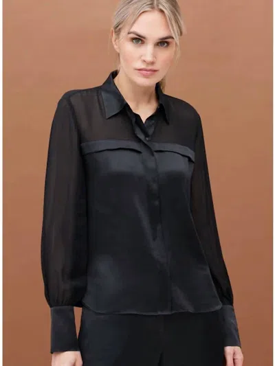Go By Go Silk Sheer Madness Blouse In Washed Black