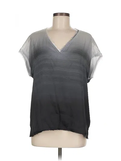 Pre-owned Go By Go Silk Short Sleeve Silk Top Gray V Neck Tops