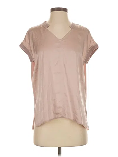 Pre-owned Go By Go Silk Short Sleeve Silk Top Tan V-neck Tops
