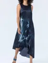 Go By Go Silk Simply Elegant Dress In Indigo Fields - Print