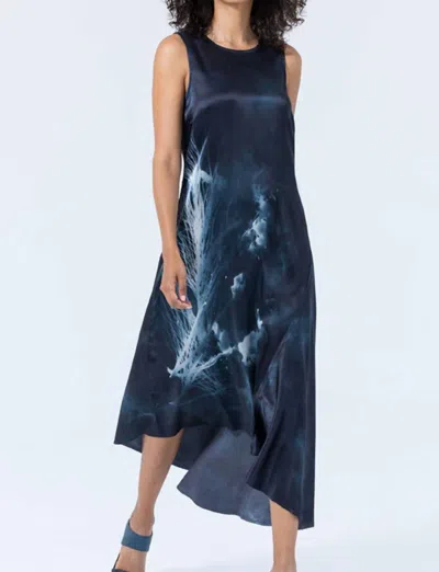 Go By Go Silk Simply Elegant Dress In Indigo Fields - Print