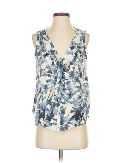 Pre-owned Go By Go Silk Sleeveless Silk Top Blue Plunge Neckline Tops