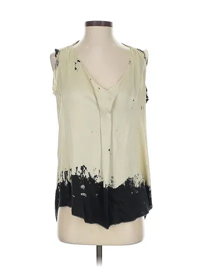 Pre-owned Go By Go Silk Sleeveless Silk Top Green Plunge Neckline Tops