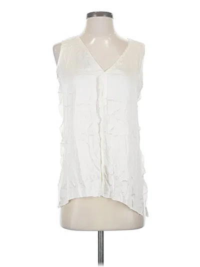 Pre-owned Go By Go Silk Sleeveless Silk Top Ivory Plunge Neckline Tops