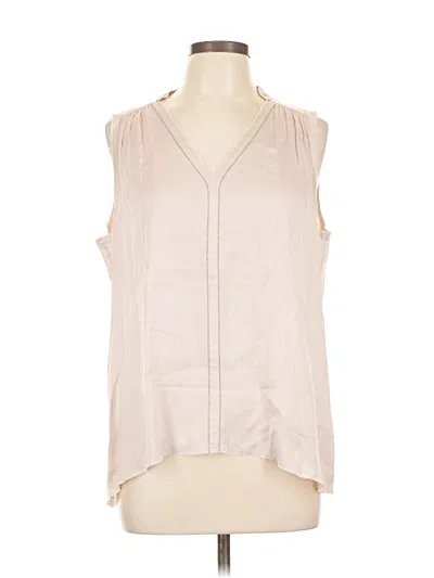 Pre-owned Go By Go Silk Sleeveless Silk Top Tan Plunge Neckline Tops In Brown