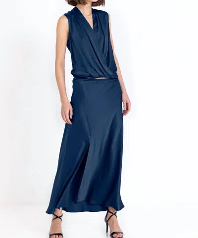 Go By Go Silk Slit The Difference Skirt In Storm In Blue