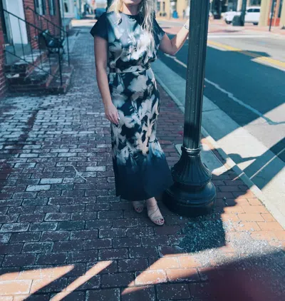 Go By Go Silk Slouch Dress In Bluebird Flower Dye