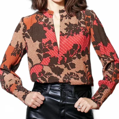Go By Go Silk Soft Spoken Blouse In Cross Stitch In Red